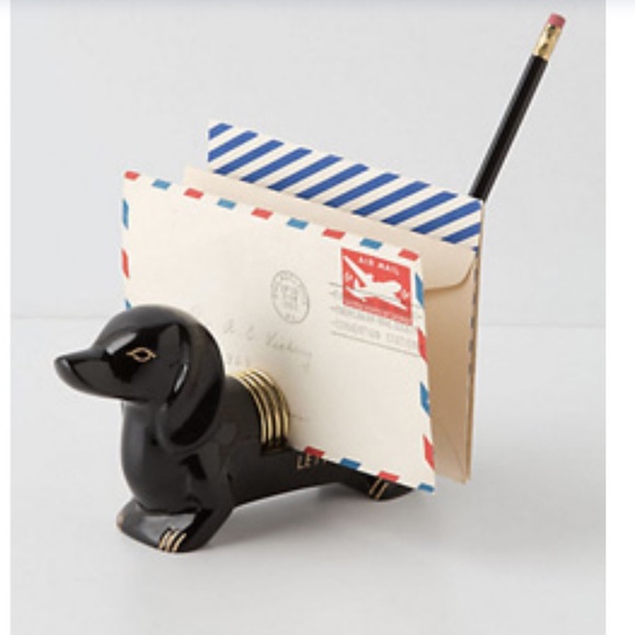 Anthropologie Black and Gold Dachshund Dog Letter Holder - Picture 2 of 9